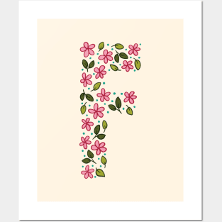 Floral Monogram Letter F Posters and Art